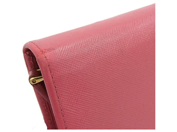 Cartera larga de cuero Saffiano Prada 1M1349 Rosa - vista 8