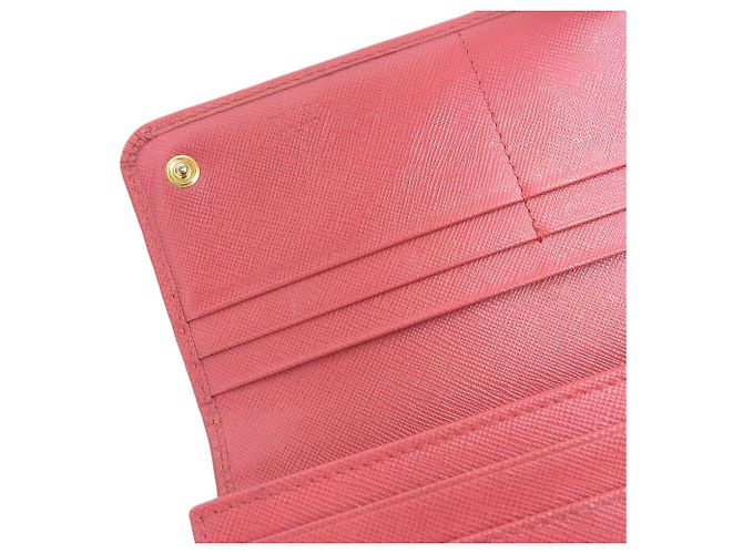 Cartera larga de cuero Saffiano Prada 1M1349 Rosa - vista 9