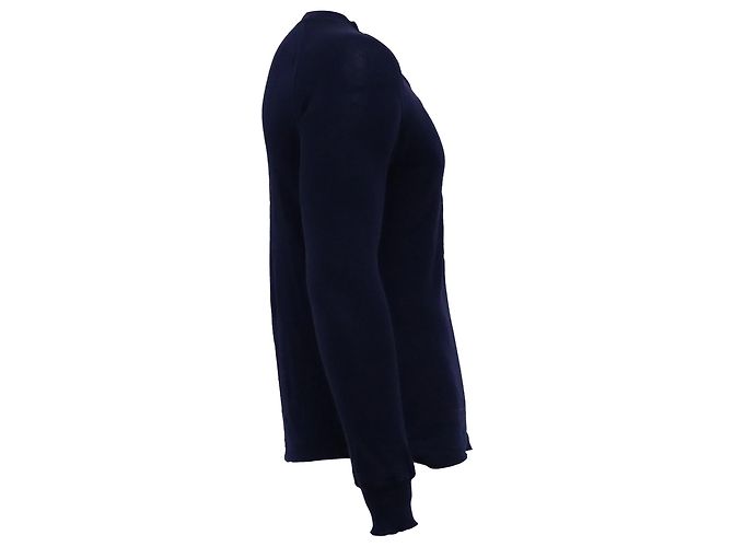 Fendi Halbknopf-Fit Pullover aus marineblauem Baumwollstoff - Ansicht 2