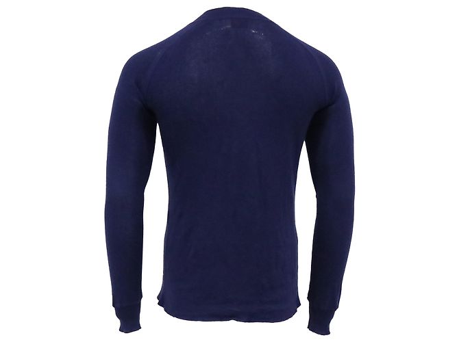 Fendi Halbknopf-Fit Pullover aus marineblauem Baumwollstoff - Ansicht 3