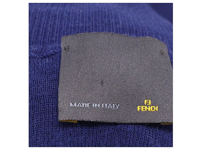 Fendi Halbknopf-Fit Pullover aus marineblauem Baumwollstoff - Ansicht 4