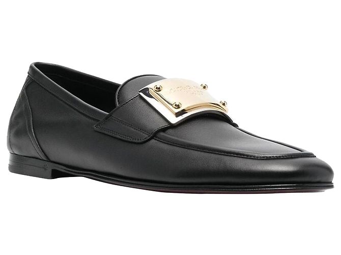 Mocassini in pelle con logo Dolce & Gabbana - vista 2