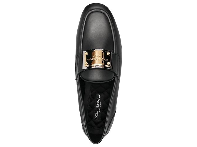 Mocassini in pelle con logo Dolce & Gabbana - vista 4