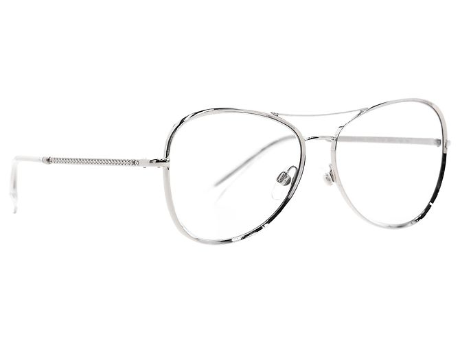 Timeless Chanel CC Pilot Sonnenbrille 2181-S aus silbernem Metall Metallisch - Ansicht 2