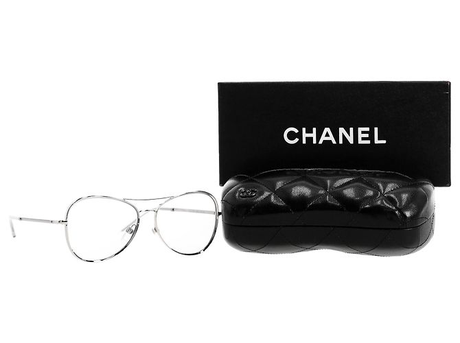 Timeless Chanel CC Pilot Sonnenbrille 2181-S aus silbernem Metall Metallisch - Ansicht 5
