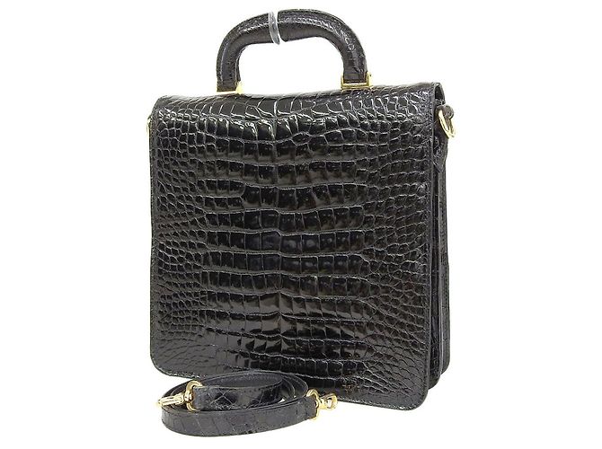 Autre Marque BARTOLOMEI ROMA Borsa 2WAY Coccodrillo Nera Nero - vista 2