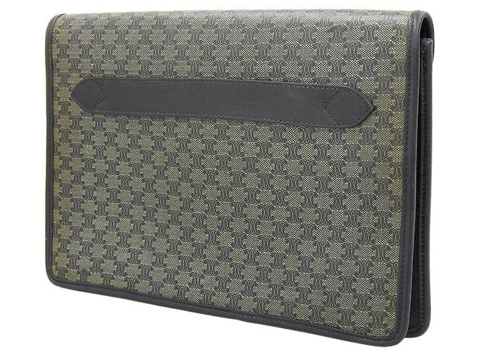 Céline Borsa Clutch Vintage Macadam Celine Nera Nero Grigio - vista 2