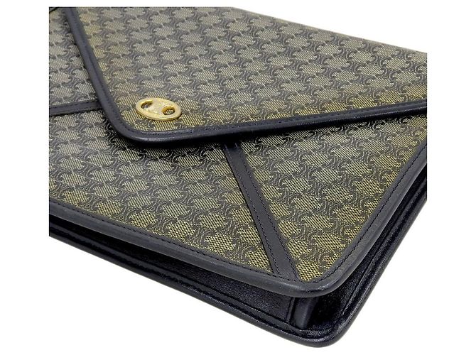 Céline Borsa Clutch Vintage Macadam Celine Nera Nero Grigio - vista 4