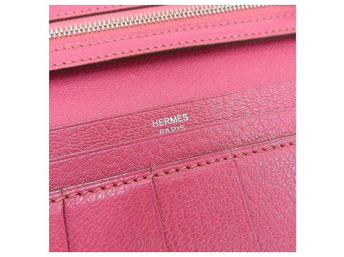Cartera Larga Dupli Bearn en Cabra Hermès Rosa Roja - vista 10