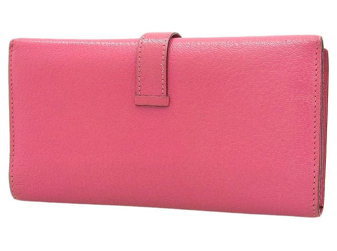 Cartera Larga Dupli Bearn en Cabra Hermès Rosa Roja - vista 2