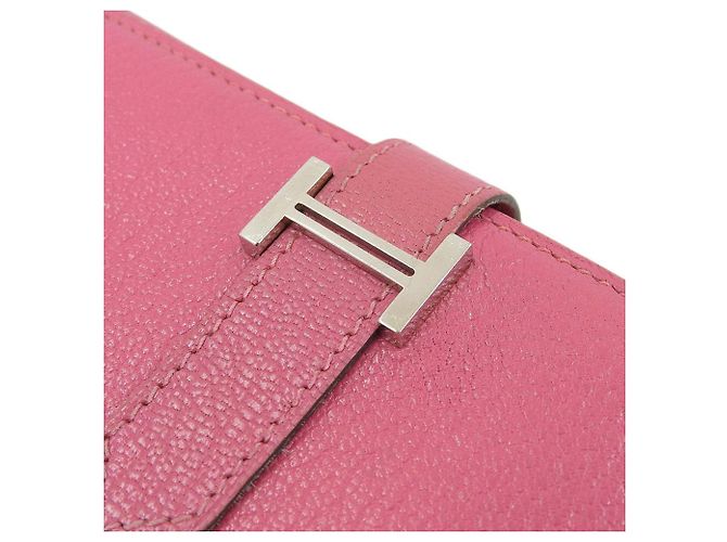 Cartera Larga Dupli Bearn en Cabra Hermès Rosa Roja - vista 6