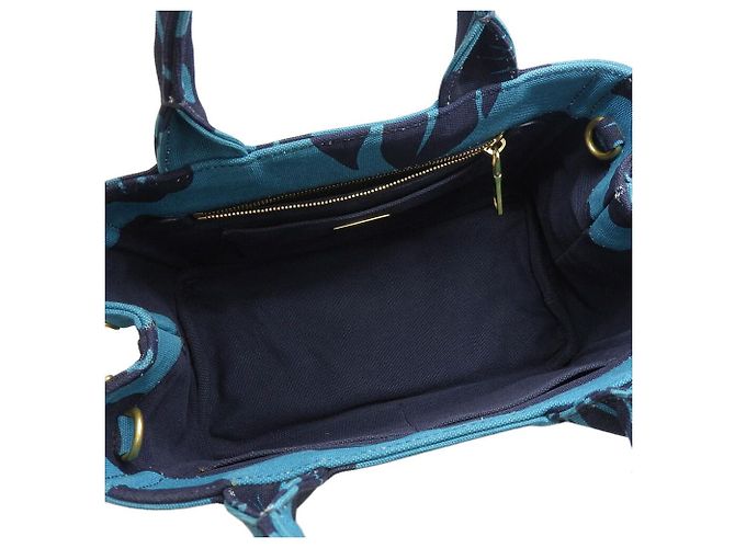 Borsa tote in tela Canapa turchese Prada Blu - vista 3