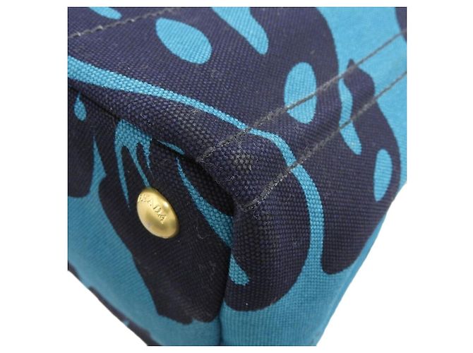 Borsa tote in tela Canapa turchese Prada Blu - vista 4