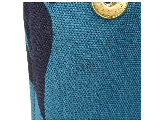 Borsa tote in tela Canapa turchese Prada Blu - vista 5