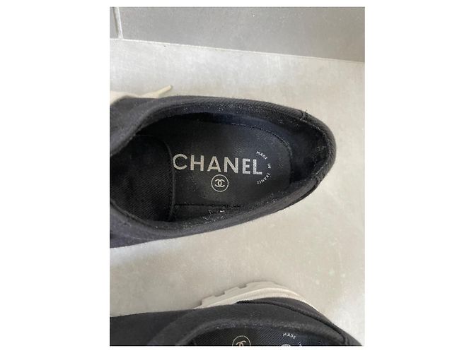 Chanel Sneaker Schwarz Weiß Stoff Größe 37 - Ansicht 4