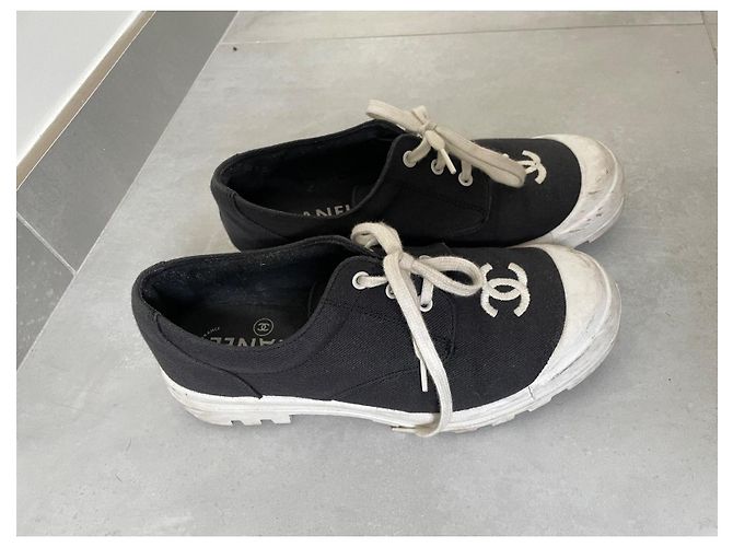 Chanel Sneaker Schwarz Weiß Stoff Größe 37 - Ansicht 5