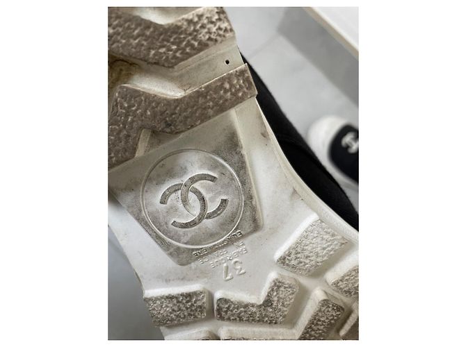 Chanel Sneaker Schwarz Weiß Stoff Größe 37 - Ansicht 6