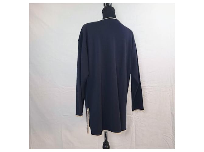 Escada blauer Wollpullover aus den 80ern mit Blumenmuster - Ansicht 2