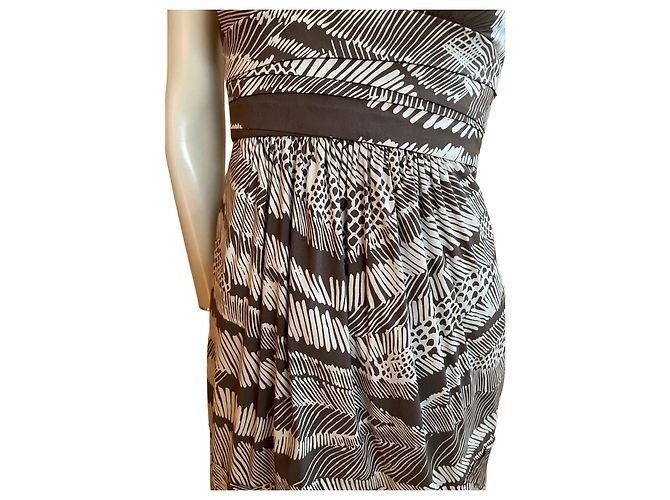 ✨ BCBG Max Azria Petites Kleid mit grafischem Muster Größe 36 ✨ Creme Dunkelbraun - Ansicht 3
