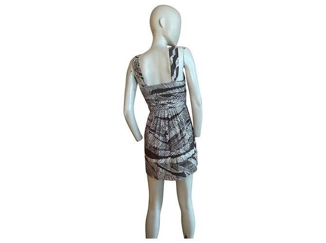 ✨ BCBG Max Azria Petites Kleid mit grafischem Muster Größe 36 ✨ Creme Dunkelbraun - Ansicht 7