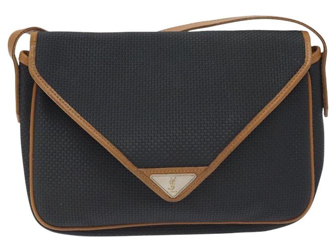 Saint Laurent Borsa a Spalla in Tela PVC Blu Navy Auth 129550 - vista 13