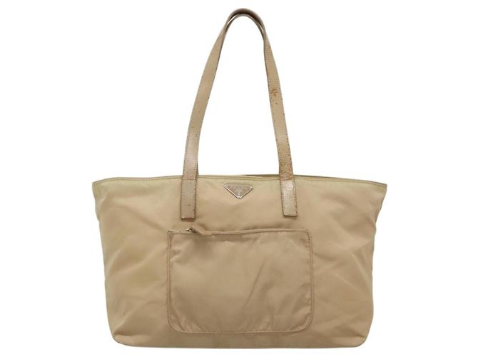 Borsa Tote PRADA Nylon Beige Argento Auth bs27839 - vista 13