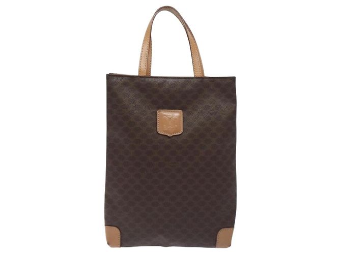 Céline Borsa a mano in tela Macadam CELINE in pelle PVC marrone oro Auth 128439 D'oro - vista 13