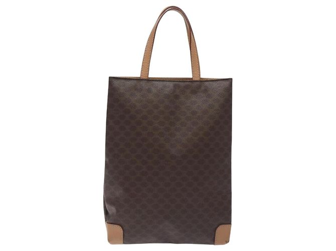 Céline Borsa a mano in tela Macadam CELINE in pelle PVC marrone oro Auth 128439 D'oro - vista 2