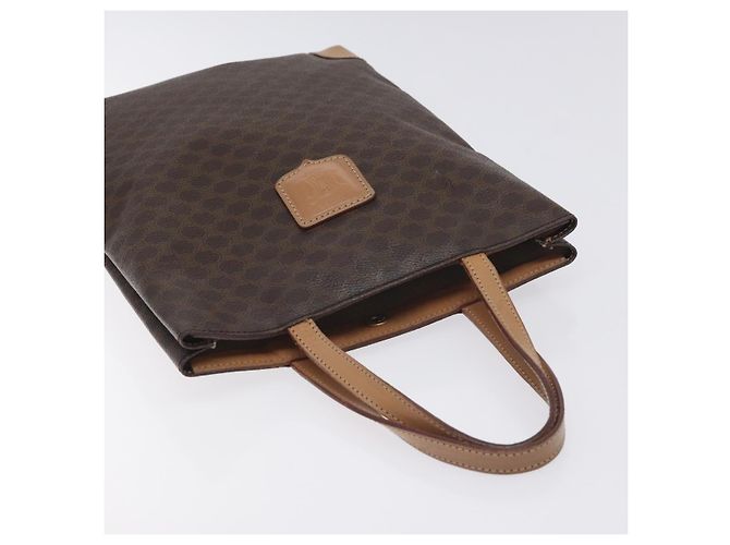 Céline Borsa a mano in tela Macadam CELINE in pelle PVC marrone oro Auth 128439 D'oro - vista 6