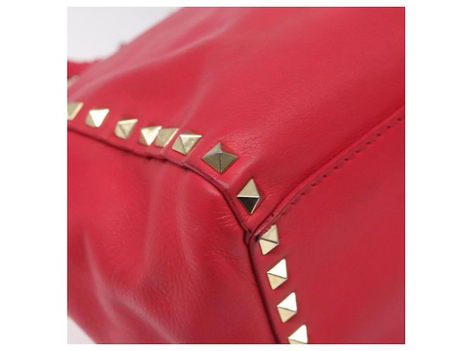 VALENTINO Borsa Rockstuds in pelle rosa e oro Auth bs27703 D'oro - vista 14