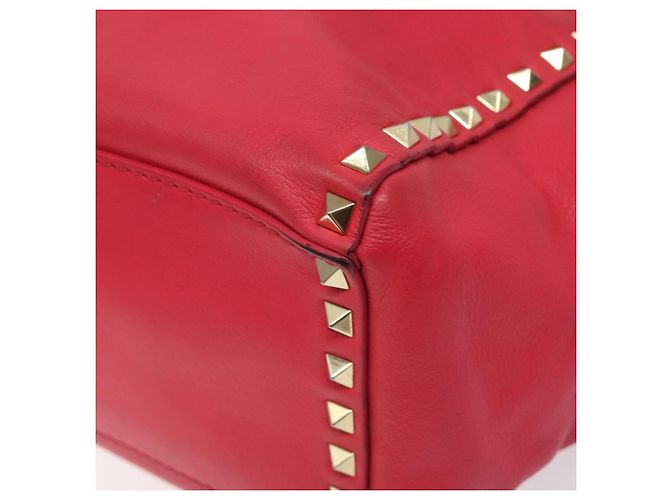 VALENTINO Borsa Rockstuds in pelle rosa e oro Auth bs27703 D'oro - vista 15
