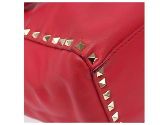 VALENTINO Borsa Rockstuds in pelle rosa e oro Auth bs27703 D'oro - vista 16