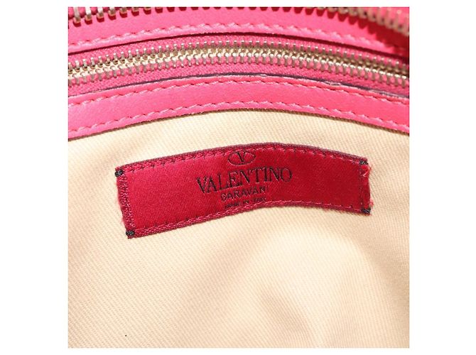 VALENTINO Borsa Rockstuds in pelle rosa e oro Auth bs27703 D'oro - vista 18