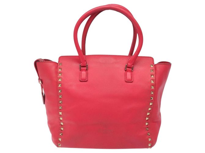VALENTINO Borsa Rockstuds in pelle rosa e oro Auth bs27703 D'oro - vista 2