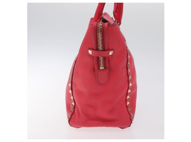 VALENTINO Borsa Rockstuds in pelle rosa e oro Auth bs27703 D'oro - vista 4