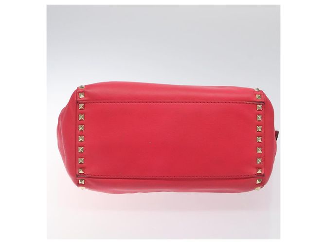 VALENTINO Borsa Rockstuds in pelle rosa e oro Auth bs27703 D'oro - vista 5
