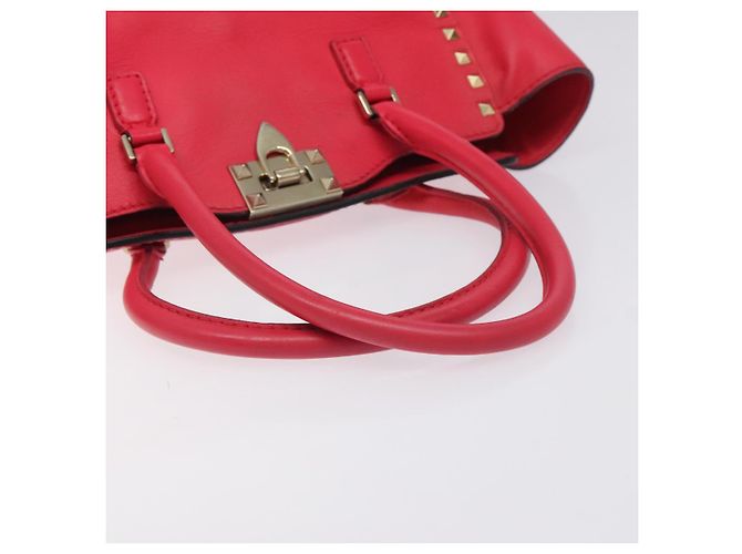 VALENTINO Borsa Rockstuds in pelle rosa e oro Auth bs27703 D'oro - vista 7