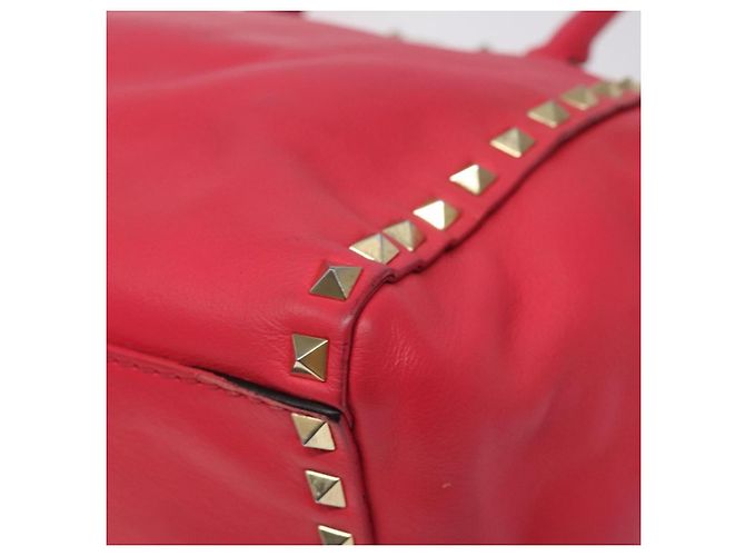 VALENTINO Borsa Rockstuds in pelle rosa e oro Auth bs27703 D'oro - vista 9