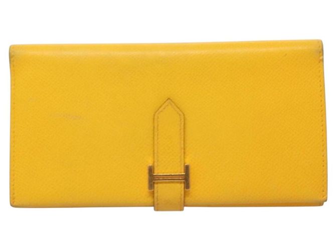 Hermès Portafoglio HERMES in pelle gialla Auth BA3777 Giallo - vista 13