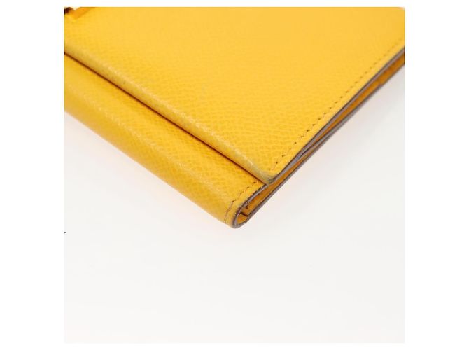 Hermès Portafoglio HERMES in pelle gialla Auth BA3777 Giallo - vista 14