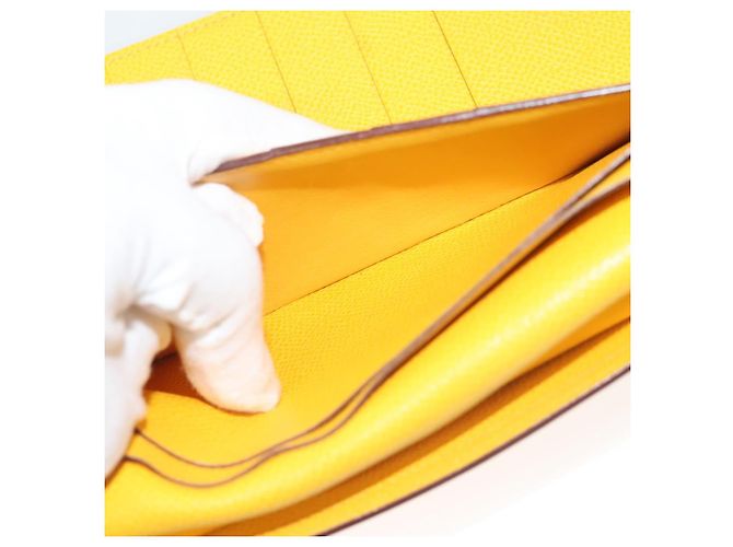 Hermès Portafoglio HERMES in pelle gialla Auth BA3777 Giallo - vista 18
