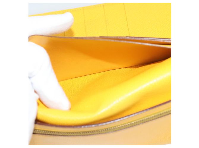 Hermès Portafoglio HERMES in pelle gialla Auth BA3777 Giallo - vista 19