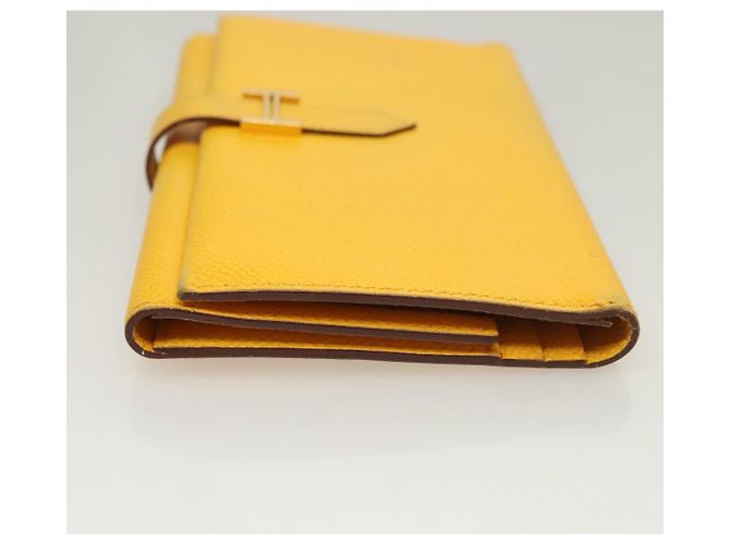 Hermès Portafoglio HERMES in pelle gialla Auth BA3777 Giallo - vista 3