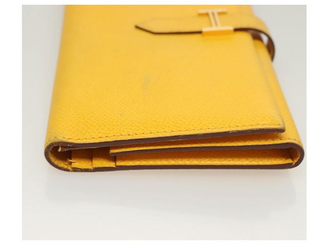 Hermès Portafoglio HERMES in pelle gialla Auth BA3777 Giallo - vista 4