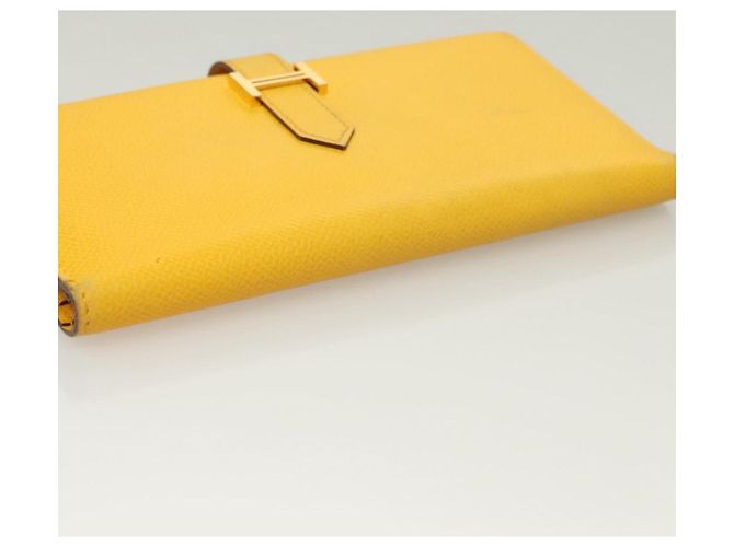 Hermès Portafoglio HERMES in pelle gialla Auth BA3777 Giallo - vista 5