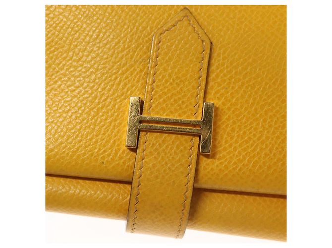 Hermès Portafoglio HERMES in pelle gialla Auth BA3777 Giallo - vista 8