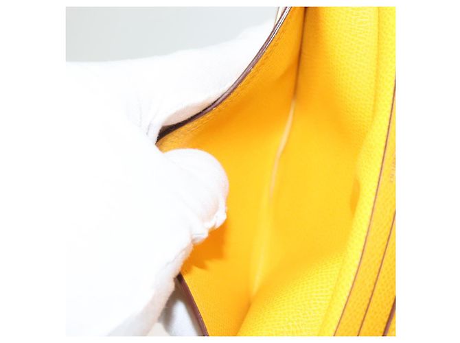 Hermès Portafoglio HERMES in pelle gialla Auth BA3777 Giallo - vista 9