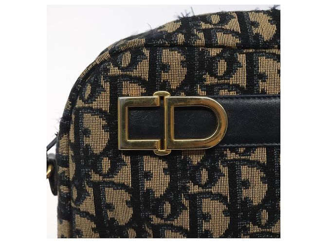 Borsa a Spalla in Tela Trotter Christian Dior Blu Navy Oro Auth 128360 D'oro - vista 17