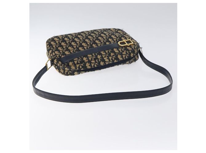 Borsa a Spalla in Tela Trotter Christian Dior Blu Navy Oro Auth 128360 D'oro - vista 7
