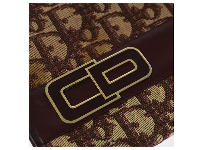 Borsa a Spalla in Tela Trotter Christian Dior Rossa Oro Auth 128717 - vista 10